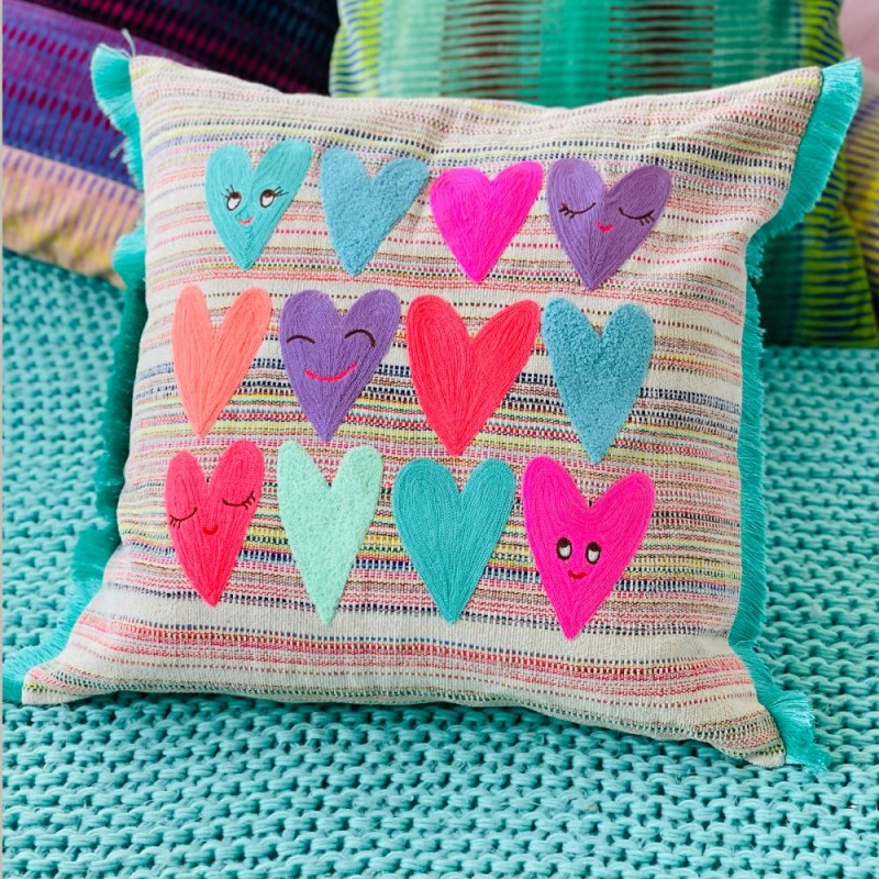 Housse de Coussin multi heart pastel CO 5050