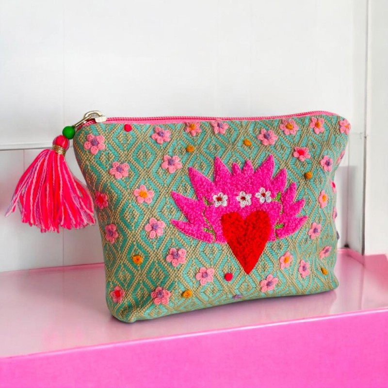 Pochette zip Heartflower mint jaq