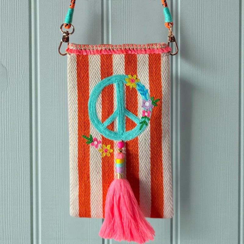 Handytäschchen Peace orange stripe