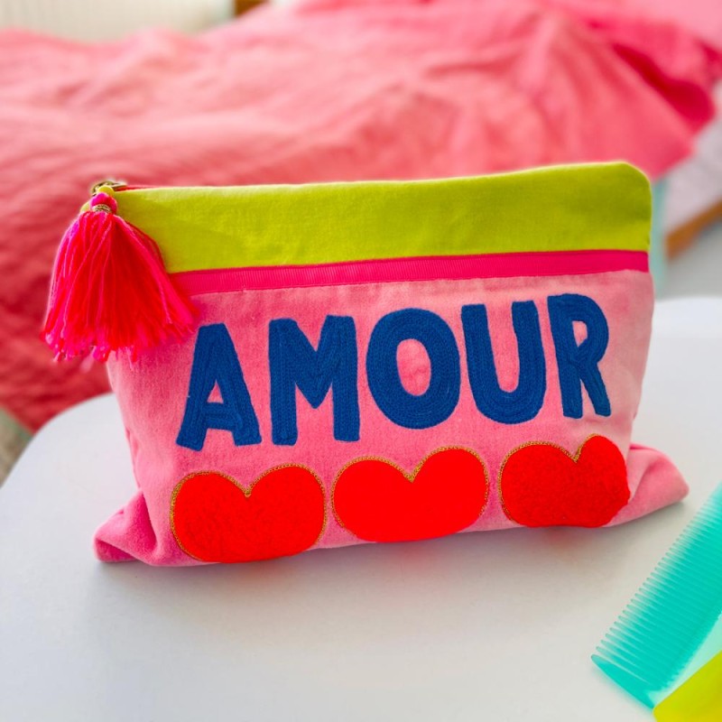 Pouch zip Velvet Amour pink/neon