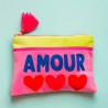 Pochett zip Velours Amour pink/neon