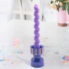 Candle Holder Turned Stripe lilac