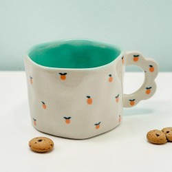 Mug Ceramic organic FL Handle Orange