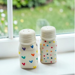 Salt and pepper shakers Ceramic Hearts-Dots