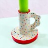 Candle Holder Ceramic Handle Dots
