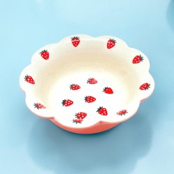 Small Deep plate Ceramic Scallop Strawberry