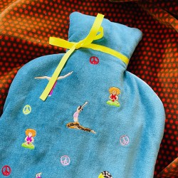 Hot water bottle Velvet yoga blue