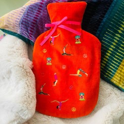 Hot water bottle Velvet yoga orange