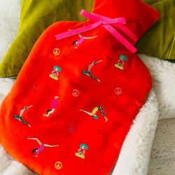 Hot water bottle Velvet yoga orange
