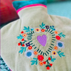 Hot water bottle Velvet Heart Flowercircle mint