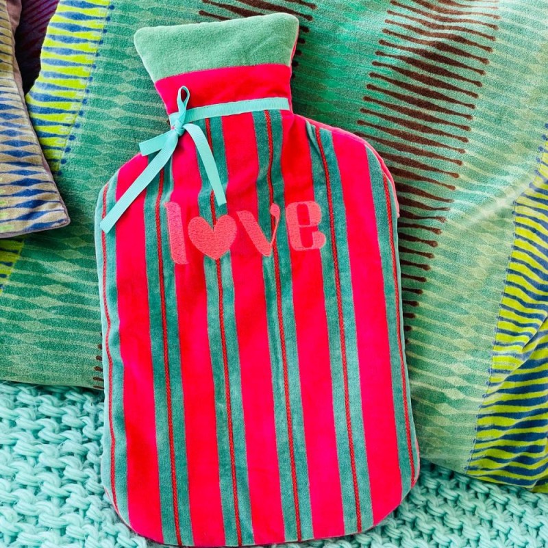 Hot water bottle Velvet Pinstripe Love