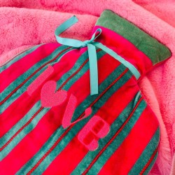 Hot water bottle Velvet Pinstripe Love