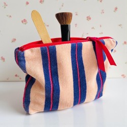 Pochette Zip Velours Pinstripe mix