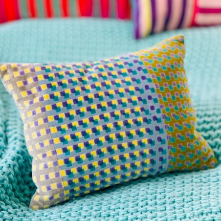 Housse de Coussin Velours Checkbox greens 3040