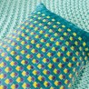 Housse de Coussin Velours Checkbox petrol 3040