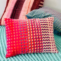 Housse de Coussin Velours Checkbox reds 3040