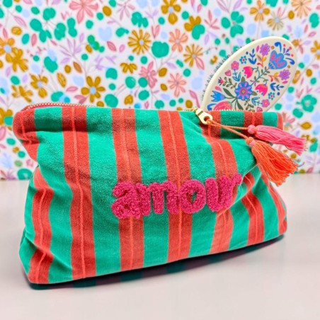 Cosmetic Bag Velvet Pinstripe Amour L
