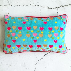 Housse de Coussin Hearts multi azur 3050