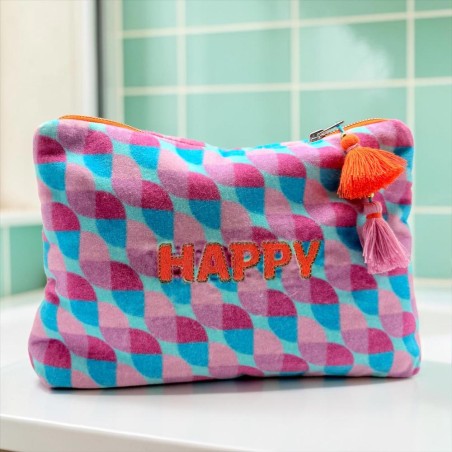 Cosmetic Bag Velvet Waves Happy viola