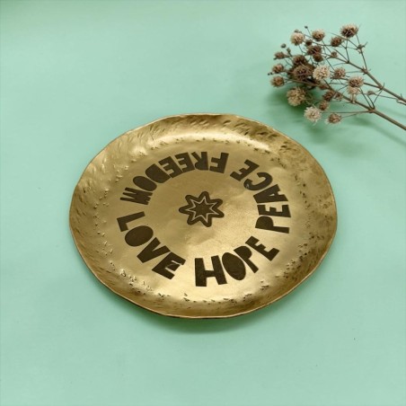 Mini Trinket Brass Peace Love Free