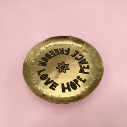 Mini Trinket Brass Peace Love Free
