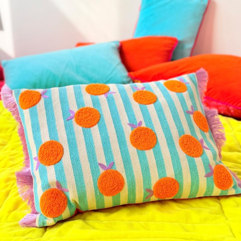 Cushion Cover Woven Stripe Orange 3040