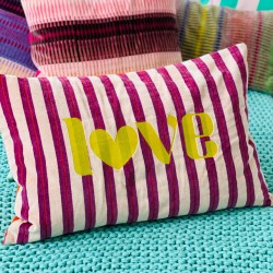 Housse de Coussin Velours Pinstripe Love 4060