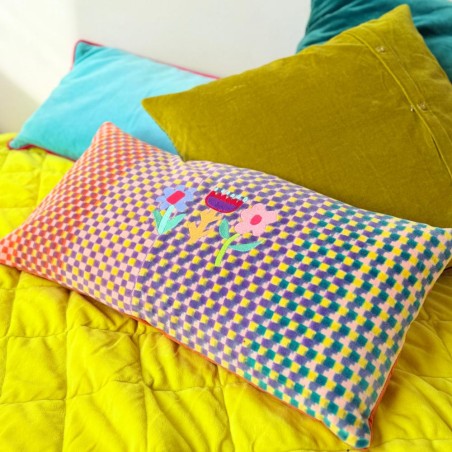Cushion Cover Velvet check 3 fl 3060