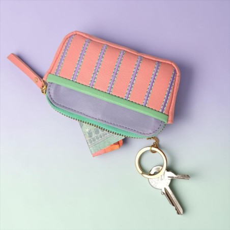 Leatherbag mini zip Stripe apricot