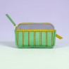 Porte-monnaie Cuir mini zip Stripe mint