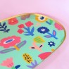 Tablett M Flowerbed turq