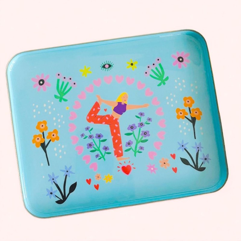 Tray square L Yellow bold Flower