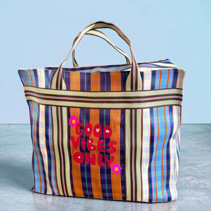 Shopper plastique recyclé XXL good vibes