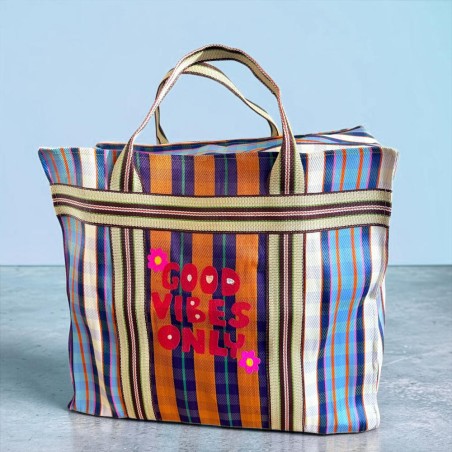 Shopper plastique recyclé XXL good vibes