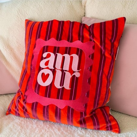 Cushion Cover Velvet Pinstripe Amour 5050