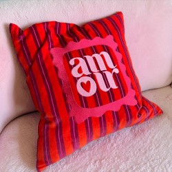 Cushion Cover Velvet Pinstripe Amour 5050