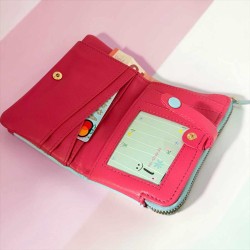 Portemonnaie Leder Stripe folded ltblue