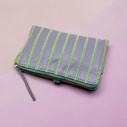 Porte-monnaie Cuir Stripe folded viola