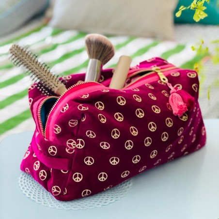 Kosmetiktasche Hearts/Peace berry XXL