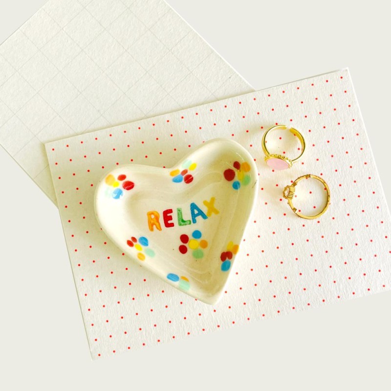 Keramikschale organic heart relax dots