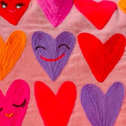 Housse de Coussin Velours Pink hearts 4060