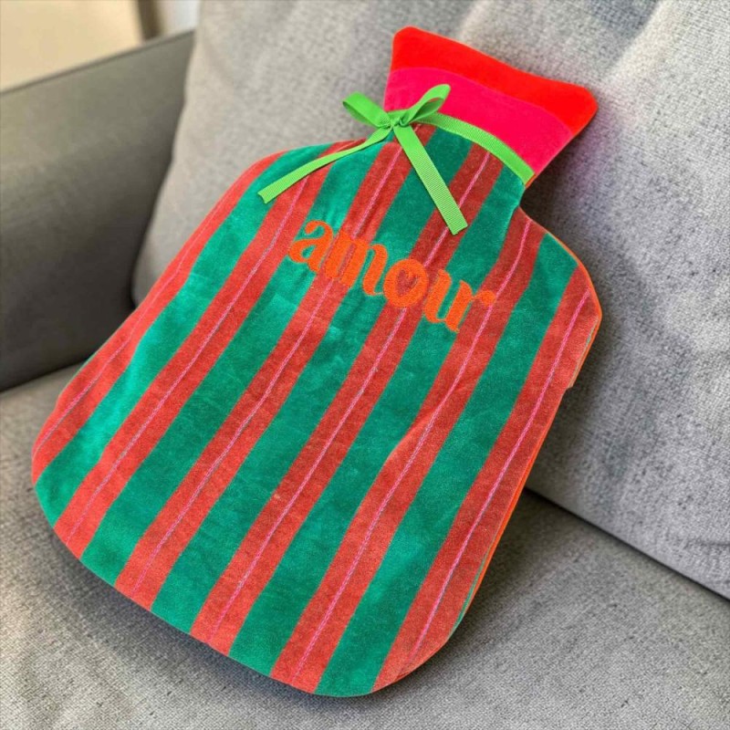 Hot water bottle Velvet Pinstripe Amour orange
