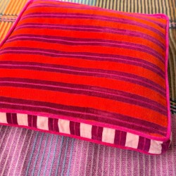 Housse de Coussin Carré Velours Pinstripe orange 40405