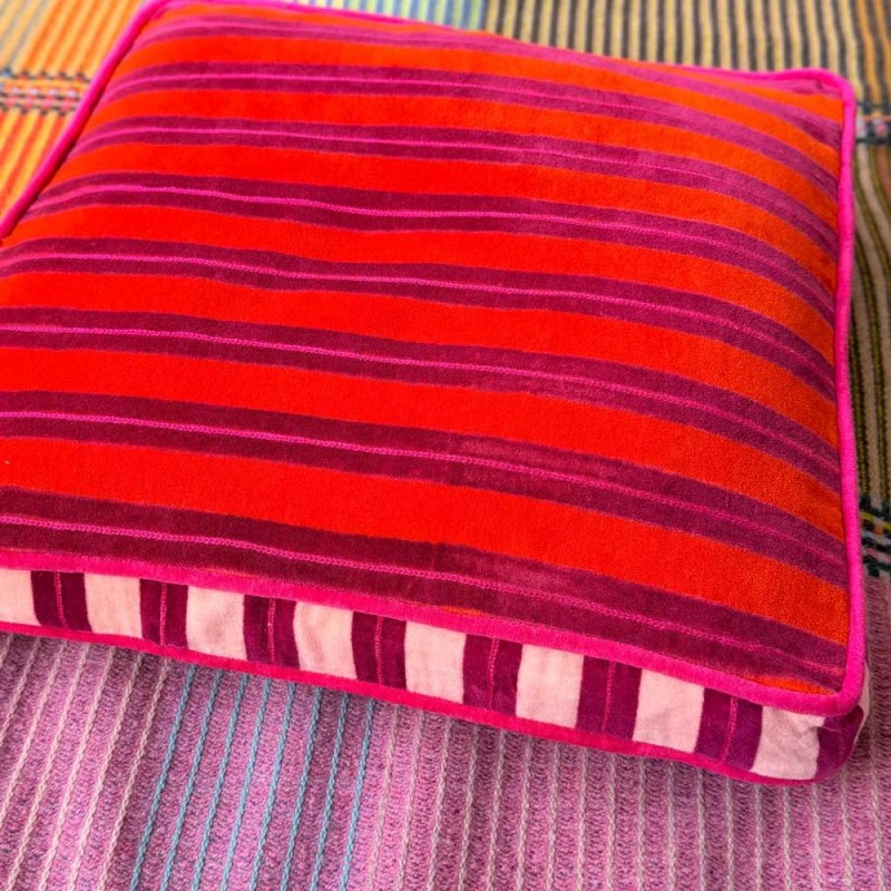 Cushion Cover Box Velvet Pinstripe orange 40405