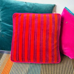 Housse de Coussin Carré Velours Pinstripe orange 40405