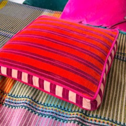 Housse de Coussin Carré Velours Pinstripe orange 40405