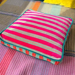 Housse de Coussin Carré Velours Pinstripe redgreen 40405