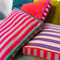 Cushion Cover Box Velvet Pinstripe redgreen 40405