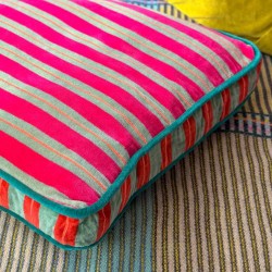 Housse de Coussin Carré Velours Pinstripe redgreen 40405