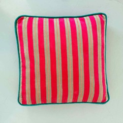 Cushion Cover Box Velvet Pinstripe redgreen 40405